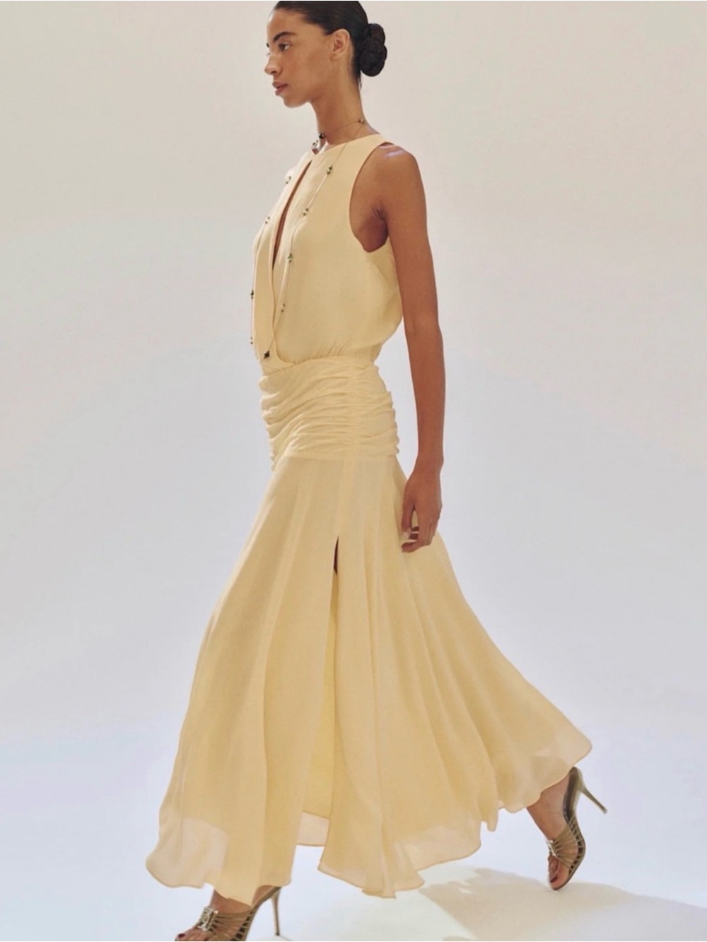 REFORMATION Daisy Kate Yellow Midi Dress 0